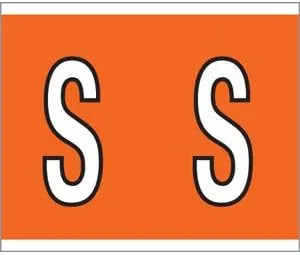 1-1/2" H x 1-1/4" W Orange Kardex PSF-139 Compatible 1-1/4" Alpha Labels 'S' (500/Roll) - TBBS-139-S