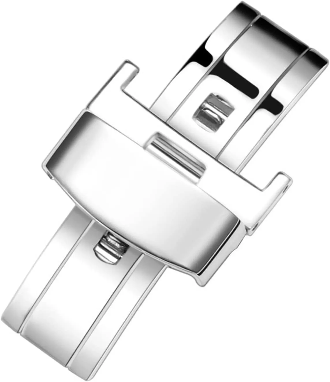 10-22mm Butterfly Deployment Buckle Automatic Double Click Stainless Steel Strap Button Stainless Steel Clasp Folding Clasp Clasp