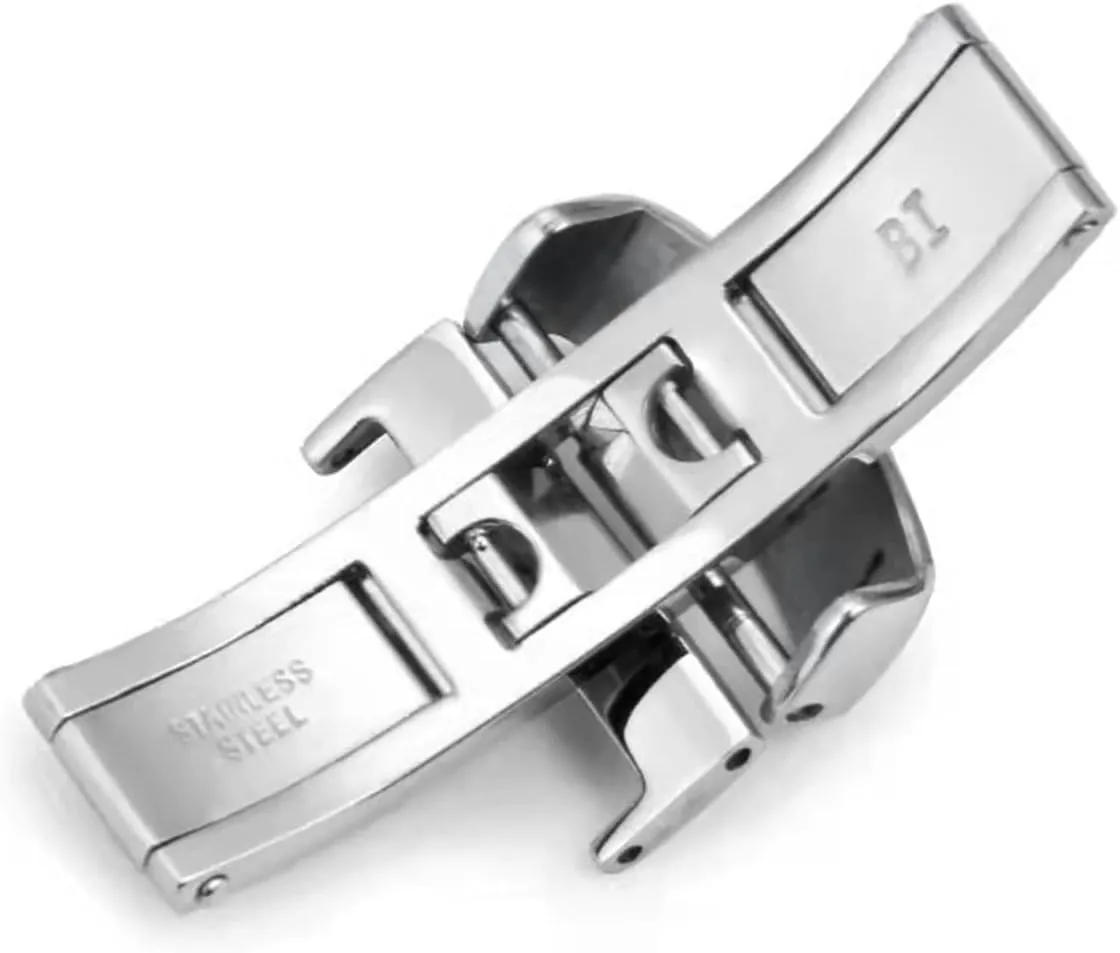 10-22mm Butterfly Deployment Buckle Automatic Double Click Stainless Steel Strap Button Stainless Steel Clasp Folding Clasp Clasp