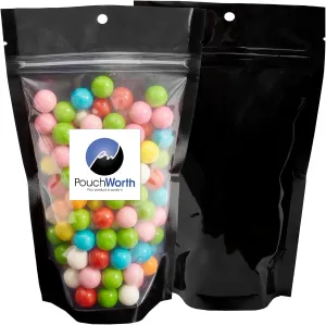 100 pcs 5"x8" Mylar Clear/Black Nylon Resealable Stand Up Bags Heat Seal Zipper Lock Reusable Storage Pouches for Zip Food Storage Lock Packaging with Tear Notches