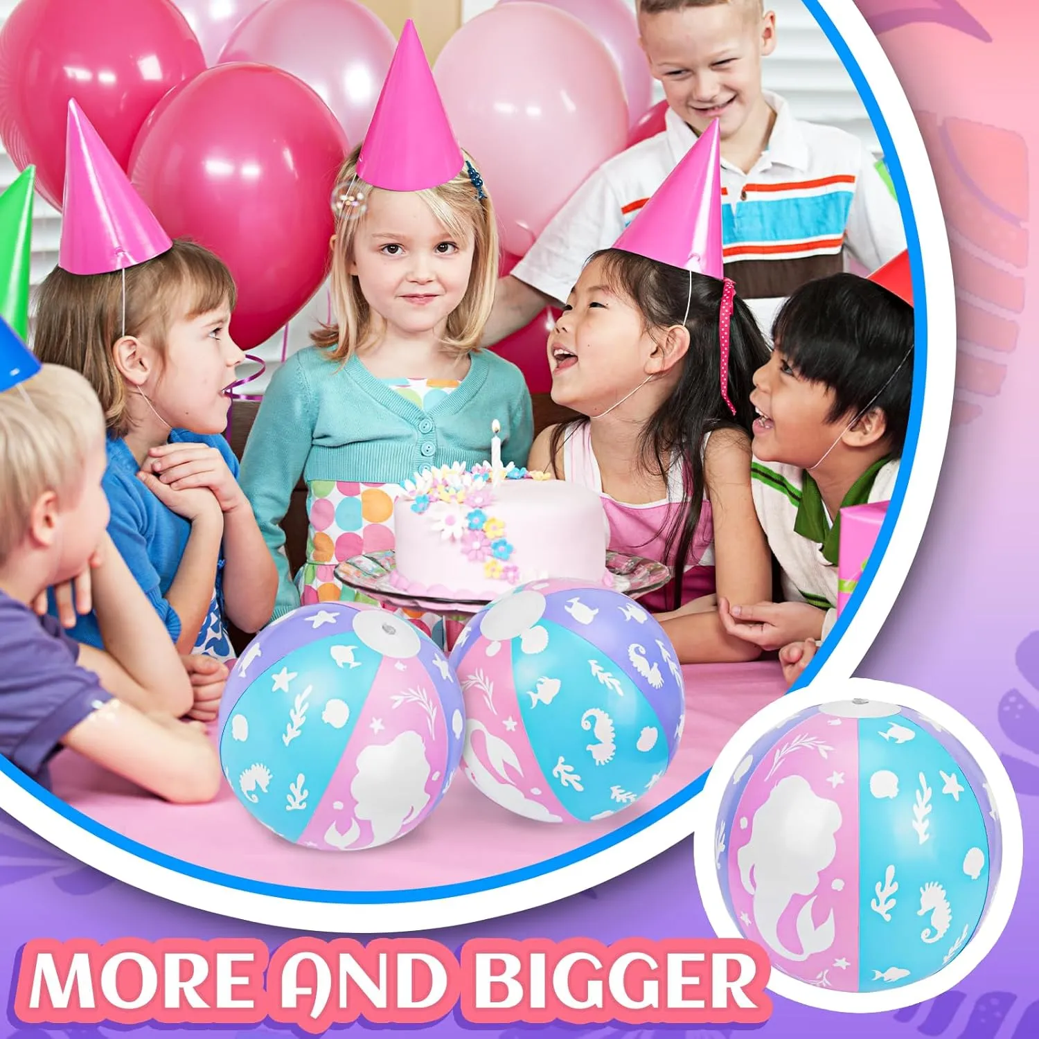 12 Pack Mermaid Themed Beach Ball - 16" Bulk Inflatable Beach Balls for Summer Water Games Pool Games, Mermaid Birthday Party Decorations Favors Supplies, Graduation Decorations 2025