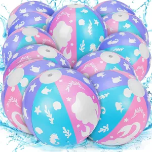 12 Pack Mermaid Themed Beach Ball - 16" Bulk Inflatable Beach Balls for Summer Water Games Pool Games, Mermaid Birthday Party Decorations Favors Supplies, Graduation Decorations 2025
