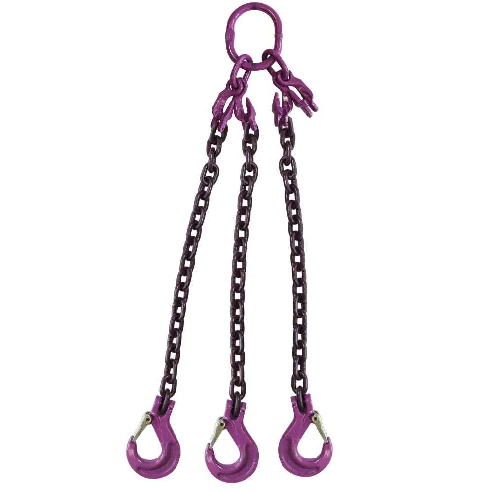 1/2" x 10' - Adjustable 3 Leg Chain Sling w/ Sling Hooks - Grade 100