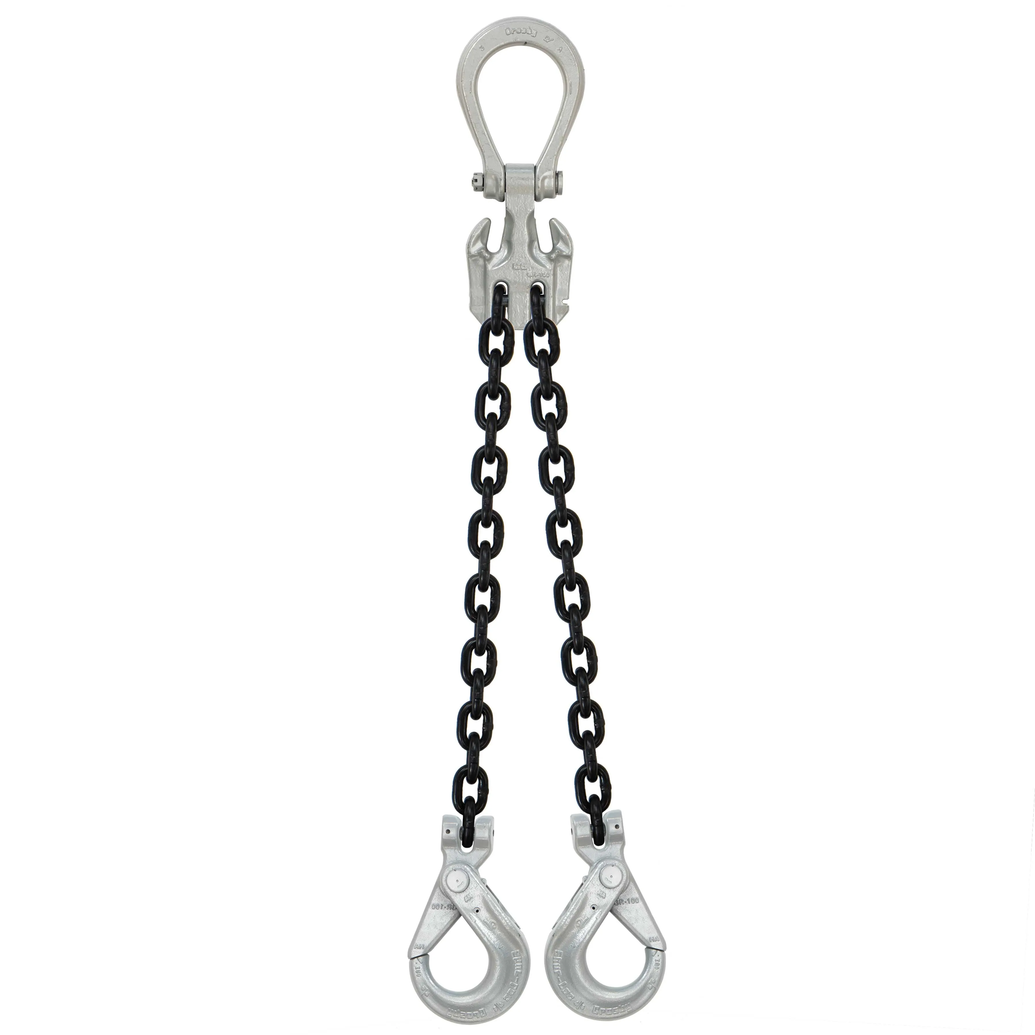1/2" x 20' - Domestic Adjustable 2 Leg Chain Sling with Crosby Self-Locking Hooks - Grade 100