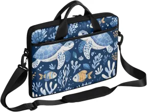 13-15 inch Marine life portable laptop bag Seaweed Turtle Fish single shoulder laptop bag, suitable for work, travel, and other purposes