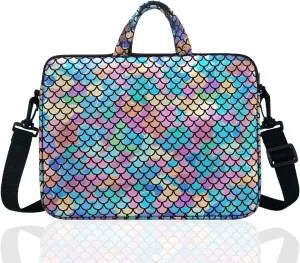 15.6-Inch Laptop Shoulder Carrying Bag Case Sleeve for 14" 15" 15.6 inch MacBook/Notebook/Ultrabook/Chromebook, Mermaid Scale (Colorful)