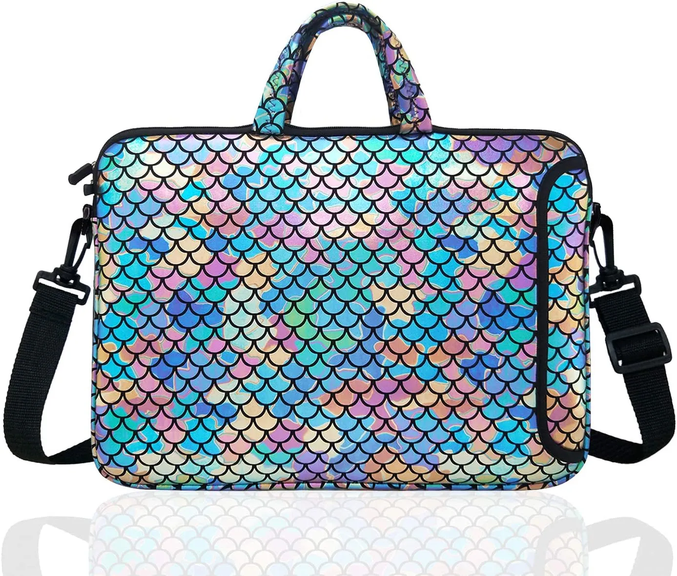 15.6-Inch Laptop Shoulder Carrying Bag Case Sleeve for 14" 15" 15.6 inch MacBook/Notebook/Ultrabook/Chromebook, Mermaid Scale (Colorful)