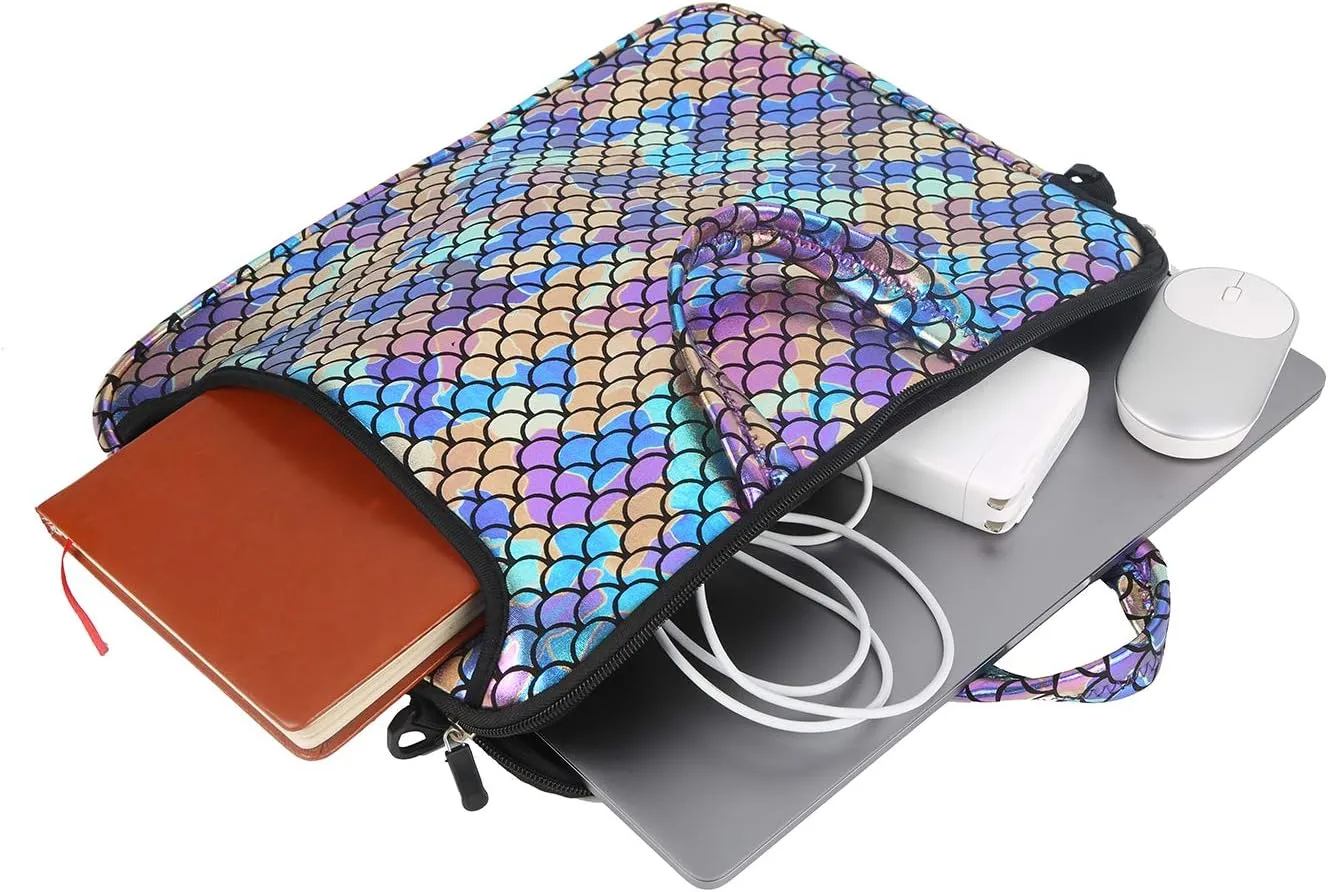 15.6-Inch Laptop Shoulder Carrying Bag Case Sleeve for 14" 15" 15.6 inch MacBook/Notebook/Ultrabook/Chromebook, Mermaid Scale (Colorful)