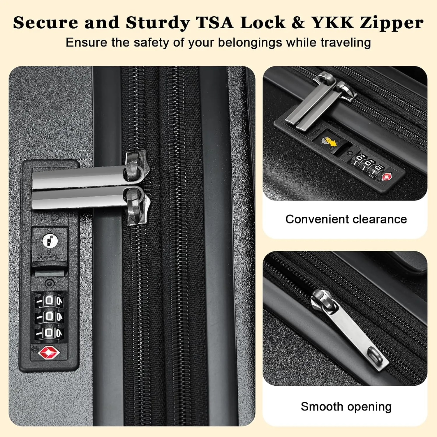 16 Inch Carry On Luggage Airline Approved, Expandable Lightweight ABS PC Hard Shell Suitcases with 360° Spinner Wheels, TSA Lock, YKK Zippers (Black)