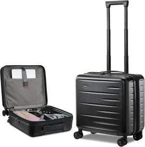 16 Inch Carry On Luggage Airline Approved, Expandable Lightweight ABS PC Hard Shell Suitcases with 360° Spinner Wheels, TSA Lock, YKK Zippers (Black)
