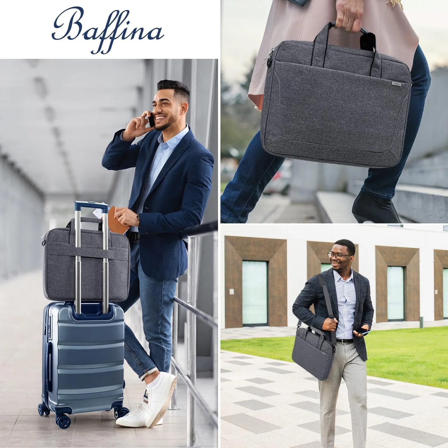 17 17.3 Inch Laptop Shoulder Bag for Men Women,Waterproof Computer Carrying Case Messenger Bag with Strap for 17"-18" HP Dell,Laptop Briefcase for Office business Travel College School,Grey