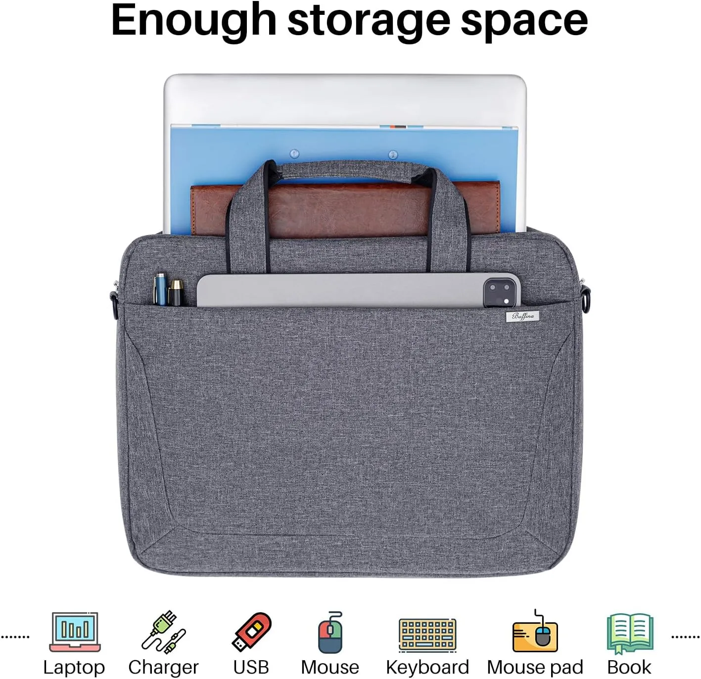 17 17.3 Inch Laptop Shoulder Bag for Men Women,Waterproof Computer Carrying Case Messenger Bag with Strap for 17"-18" HP Dell,Laptop Briefcase for Office business Travel College School,Grey