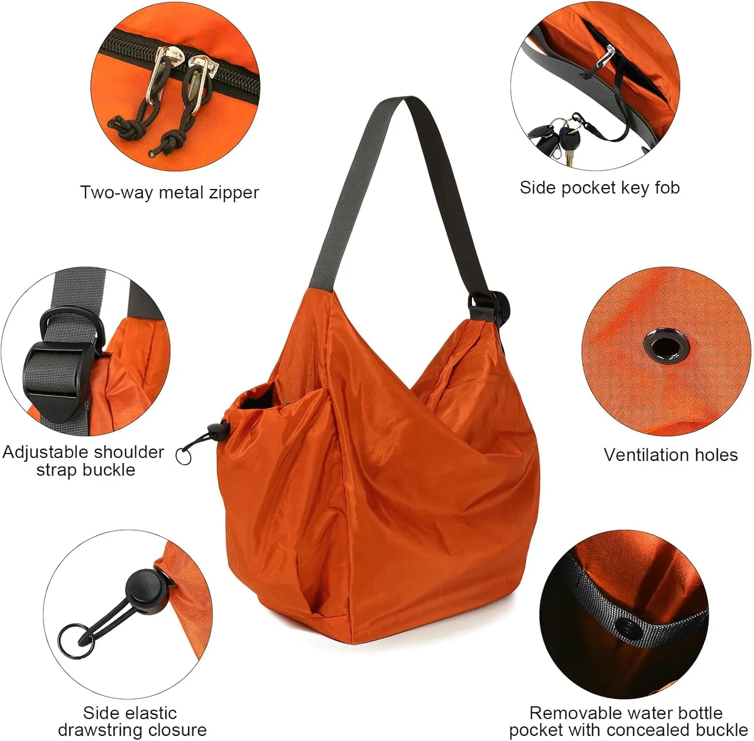 18L Soft Daily Crossbody Bag, Large Casual Shoulder Bag with Bottle Holder, Key Fob