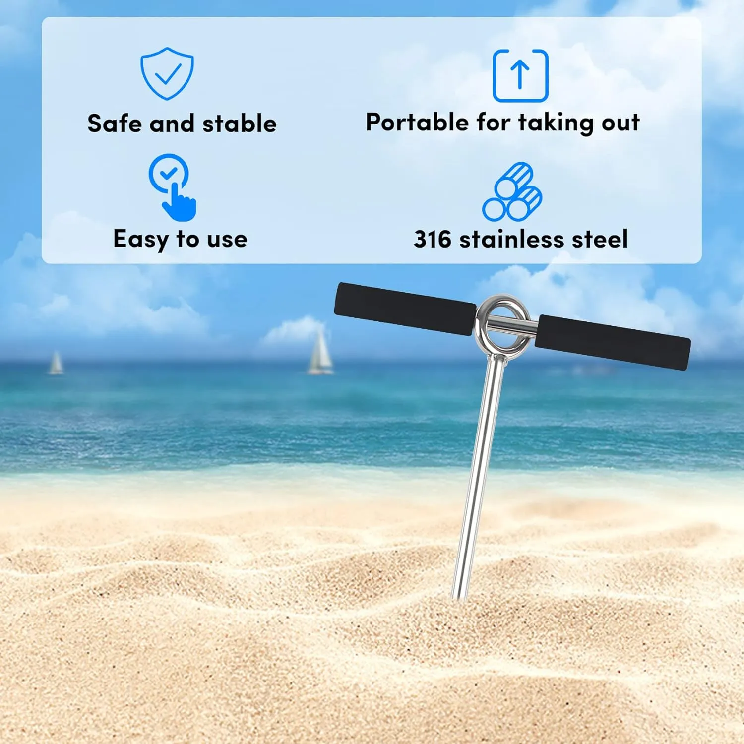 18"/24"/36" Sand Anchor,Chromium-Plated Steel Stainless Steel Boat Screw Anchor with Removable Handle,Boat Sand Anchor with Bungee Dock Line，Shallow Water Anchor for Jet Ski,PWC,Pontoon,Kayak,Canoe