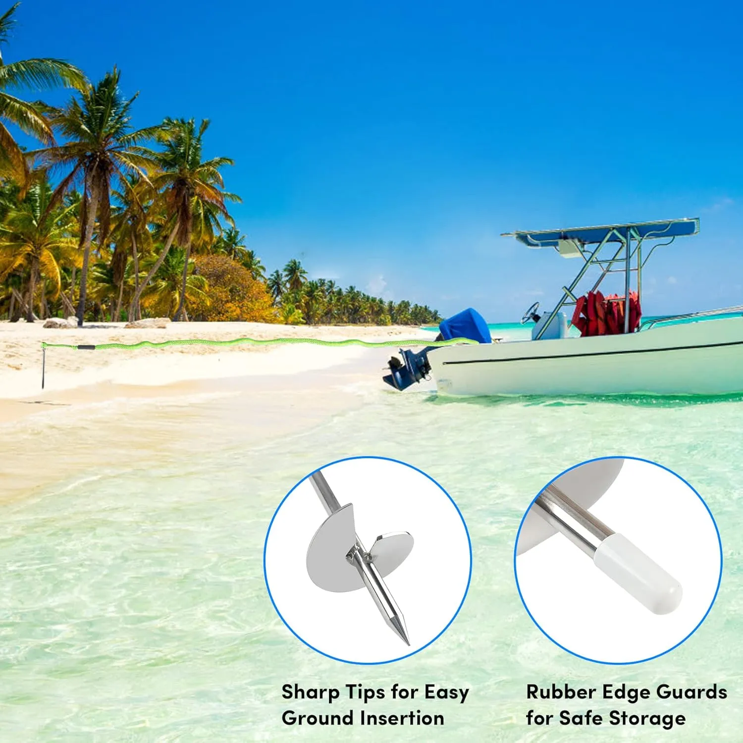 18"/24"/36" Sand Anchor,Chromium-Plated Steel Stainless Steel Boat Screw Anchor with Removable Handle,Boat Sand Anchor with Bungee Dock Line，Shallow Water Anchor for Jet Ski,PWC,Pontoon,Kayak,Canoe