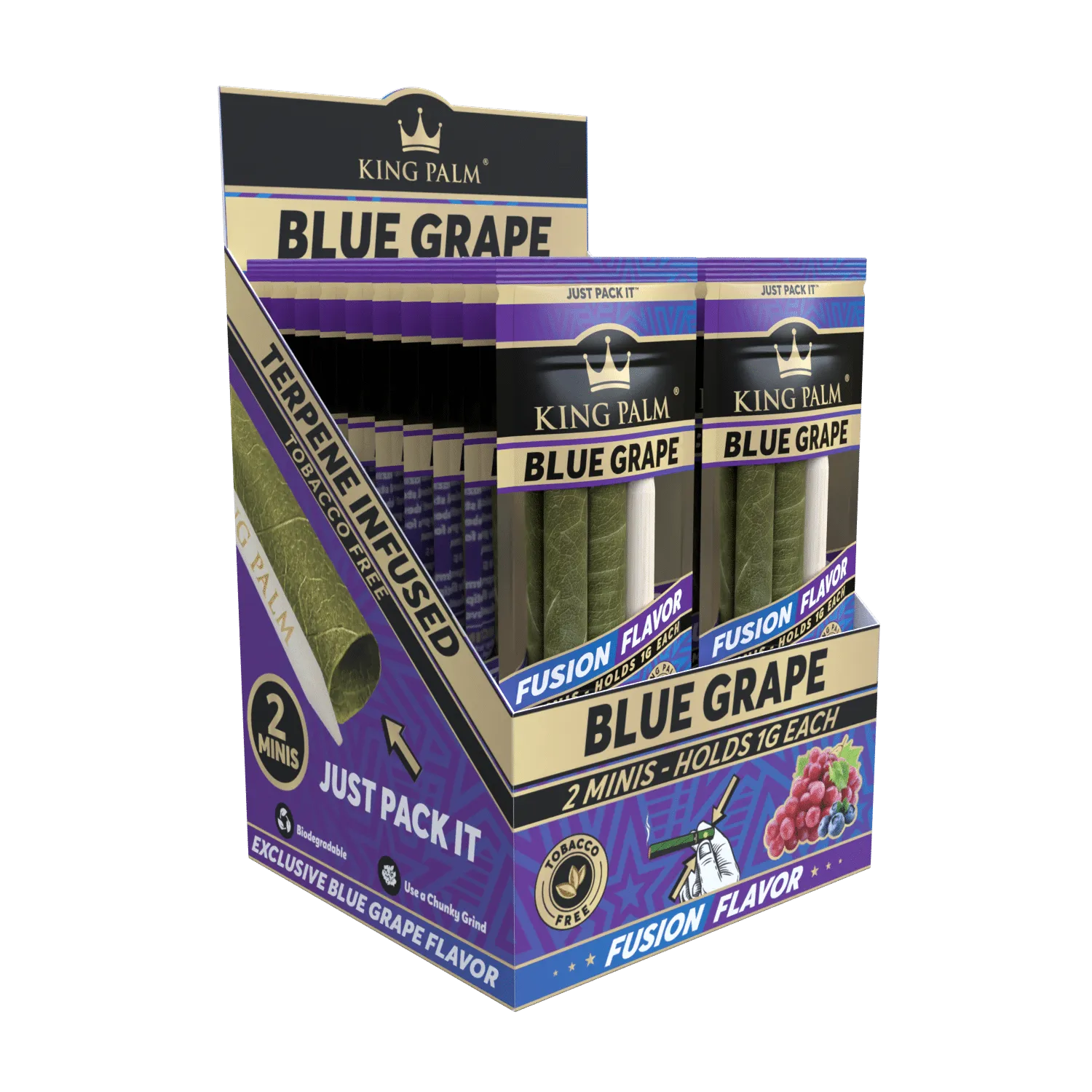 2 Mini Rolls - Blue Grape - Display Box - 20 Units Per Display