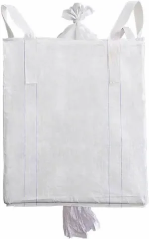 2 Pack - FIBC Bulk Bags 2200 lbs, 35 L x 35 W x 40 H in, Duffle Top - Spout Bottom, Woven Polypropylene, Superbags 1 One Ton Bag, Sandbags, White