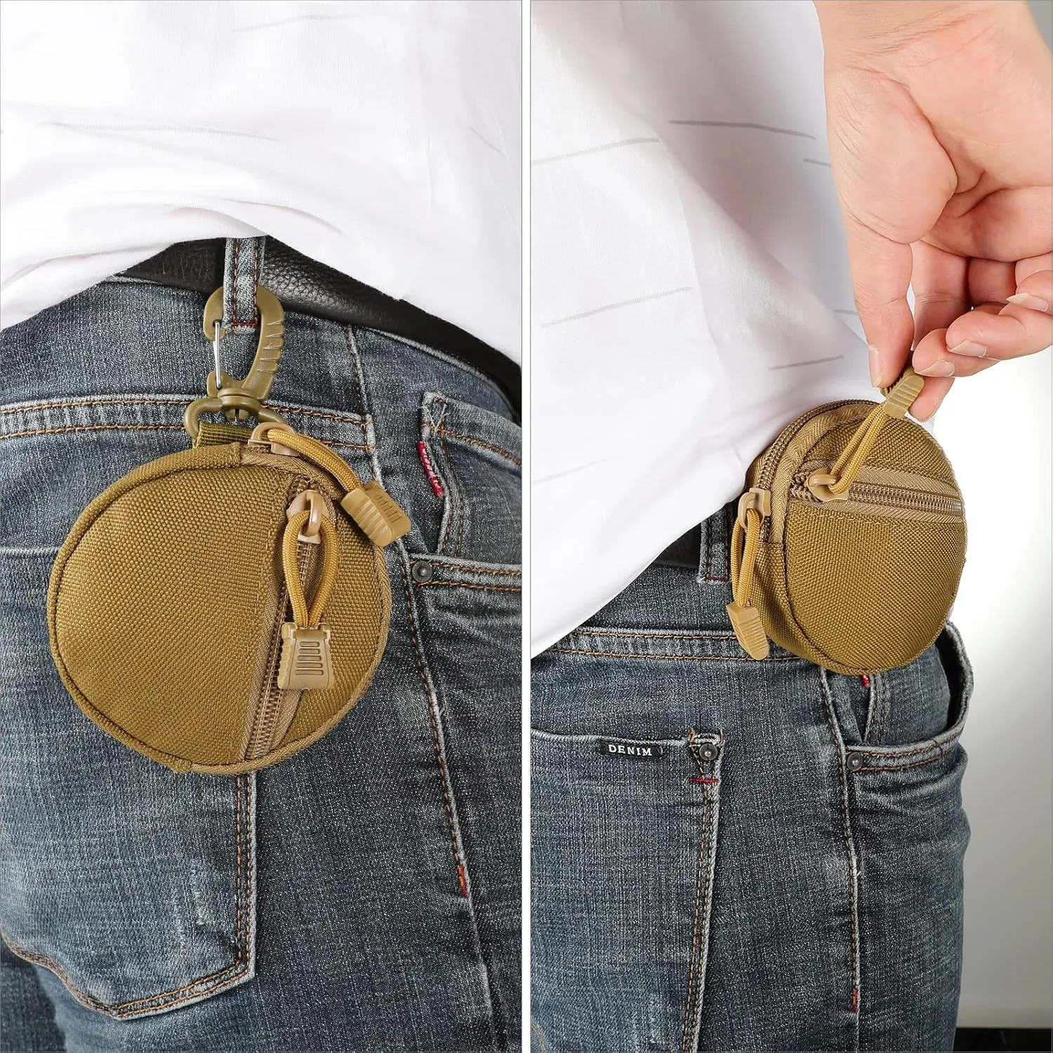 2 Pack Tactical Compact EDC Pouches Military Molle Utility Pouch Accessories Organizer Pouch Coin Purse Keychain Pocket Credit Card Holder Waist Pack