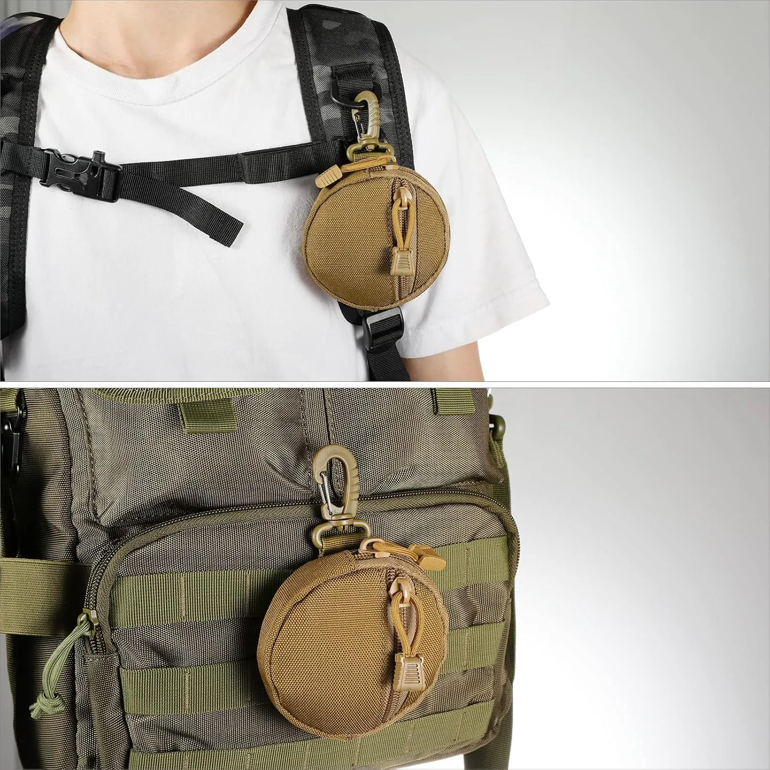 2 Pack Tactical Compact EDC Pouches Military Molle Utility Pouch Accessories Organizer Pouch Coin Purse Keychain Pocket Credit Card Holder Waist Pack