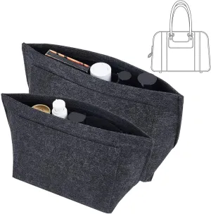 2 Pcs 2 Sizes Purse Organizer Insert, Makeup Storage Bag Small Items Storing Purse Middle Size Hexagon Felt Bag Compatible for Most Handbag Tote Bag Inner Pocket Insert, Black