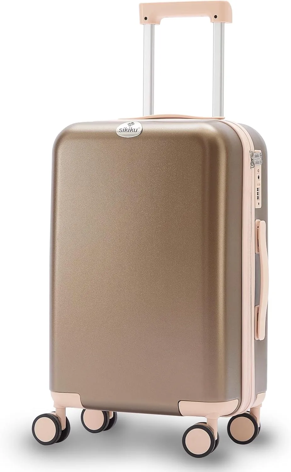 20 Inch Carry On Luggage for Women, Lightweight Hardside Suitcase with 360° Spinner Wheels, TSA Lock, Durable Luggage for Travel, Titanium Gold