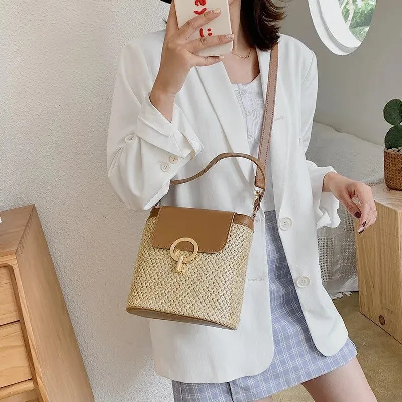 2023 Summer Small Straw Bucket Bags