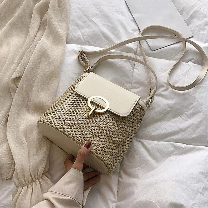 2023 Summer Small Straw Bucket Bags