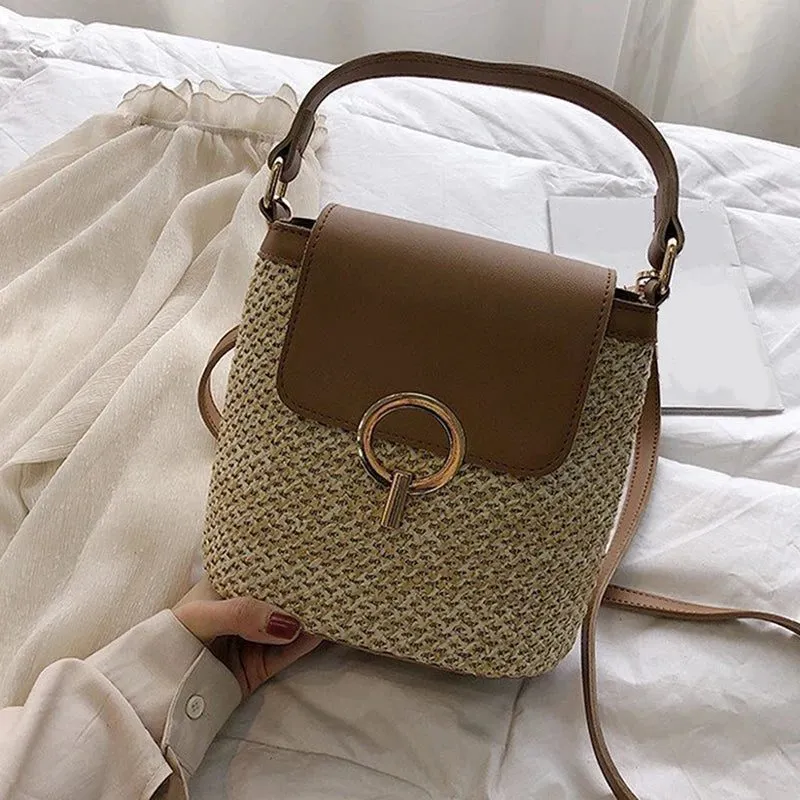 2023 Summer Small Straw Bucket Bags