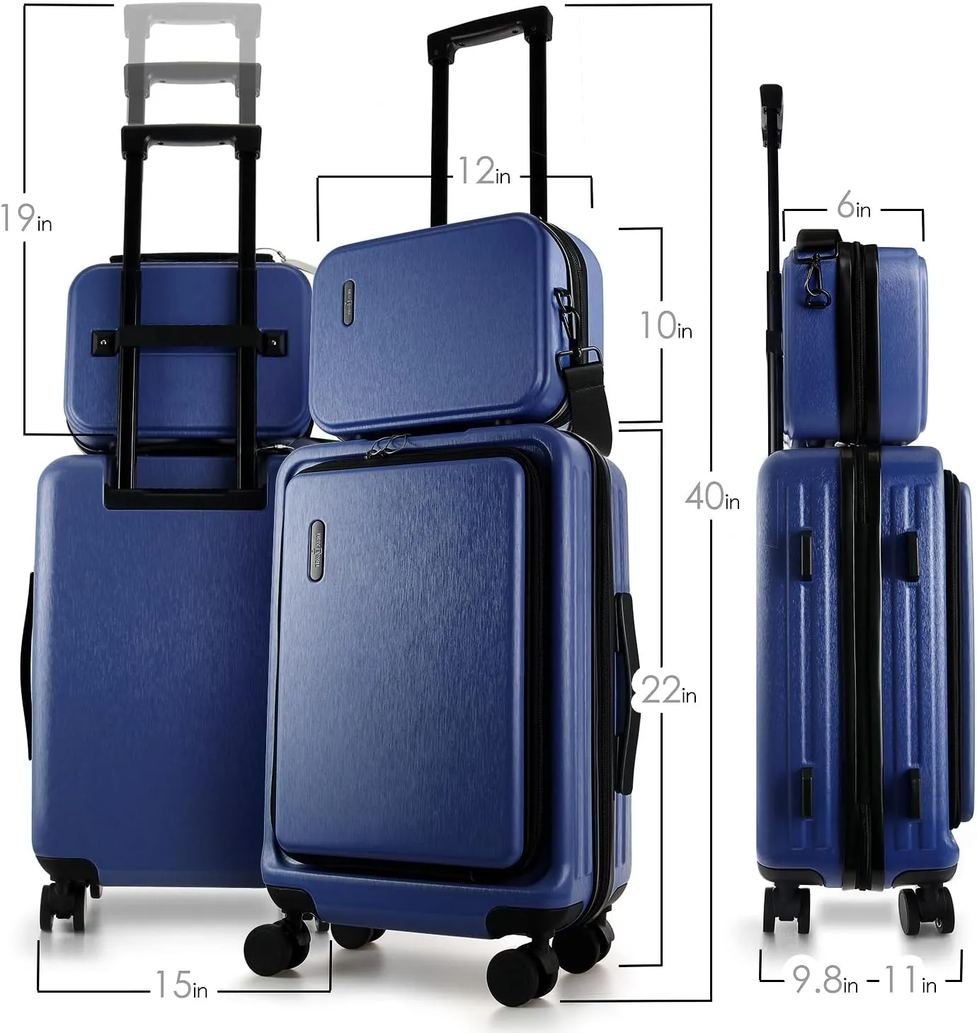 22 Inch Carry On Luggage, Carry On Suitcase with Wheels, Hardside Luggage Carry-On, Expandable Navy Small Suitcase, Hard Shell Carry-on Luggage, Spinner Luggage with Cosmetic Bag
