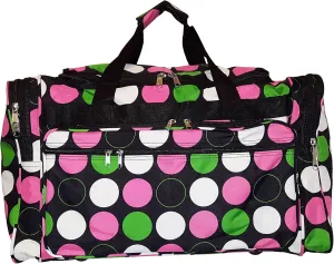 22 inch Fashion Multi Pocket Gym Dance Cheer Travel Carry On Duffle Bag with Bottle Holder (Blank - Multi Dot)
