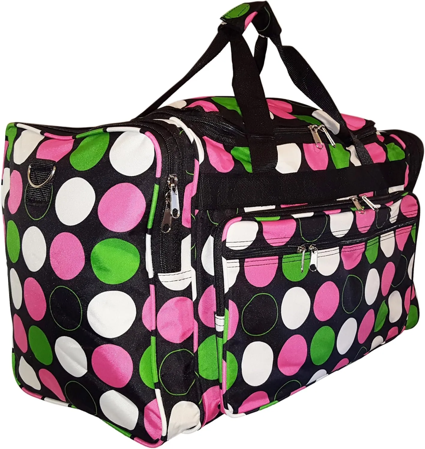 22 inch Fashion Multi Pocket Gym Dance Cheer Travel Carry On Duffle Bag with Bottle Holder (Blank - Multi Dot)