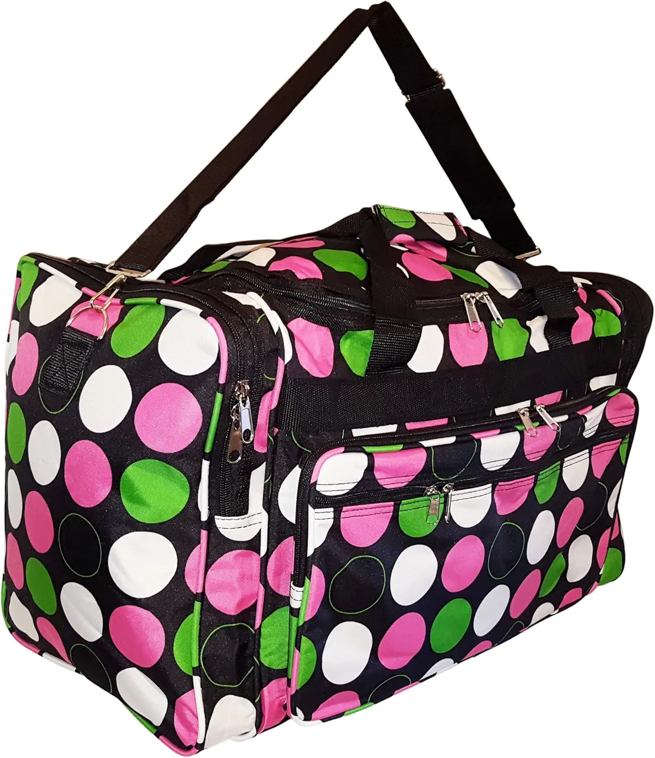 22 inch Fashion Multi Pocket Gym Dance Cheer Travel Carry On Duffle Bag with Bottle Holder (Blank - Multi Dot)