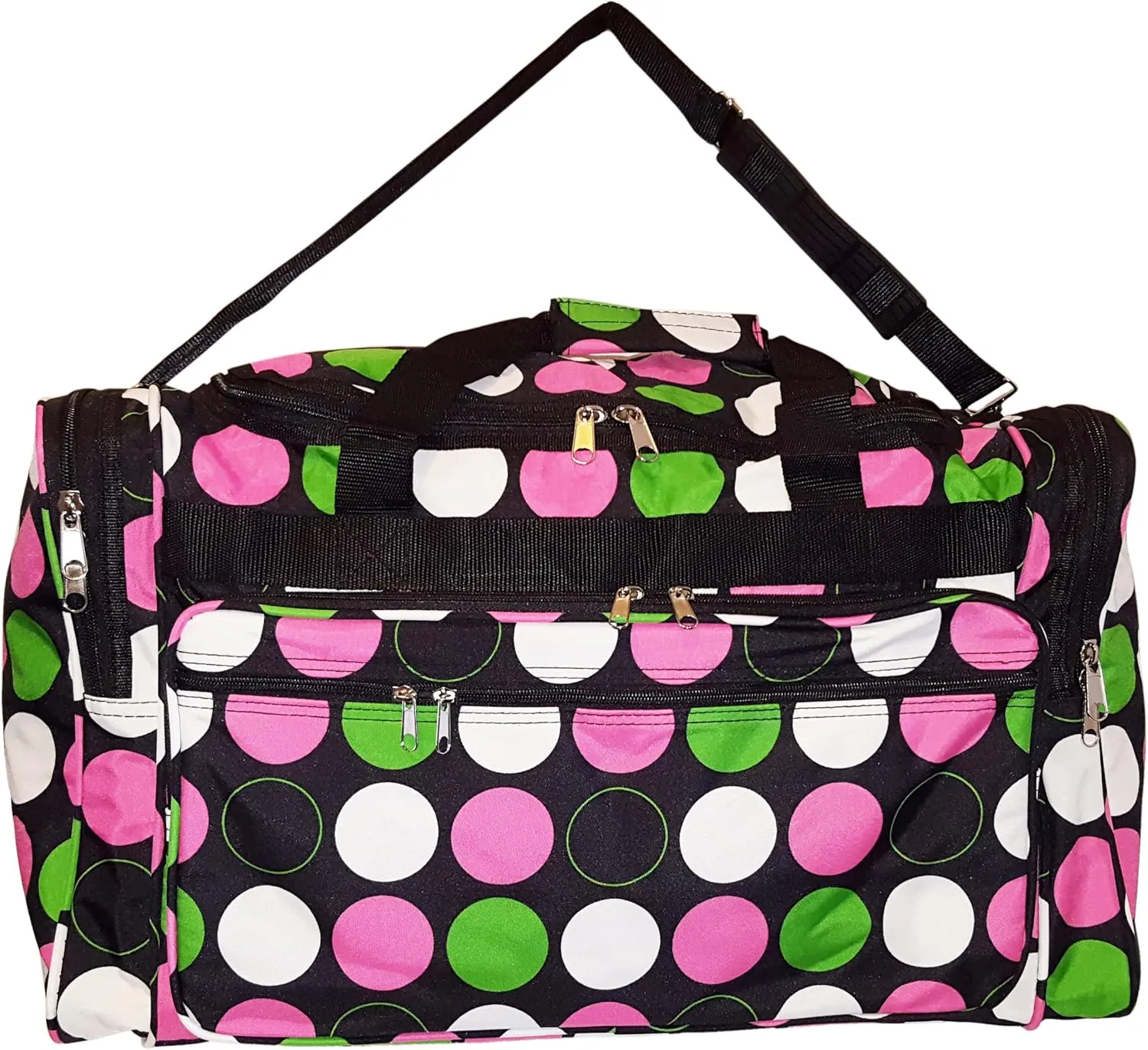 22 inch Fashion Multi Pocket Gym Dance Cheer Travel Carry On Duffle Bag with Bottle Holder (Blank - Multi Dot)