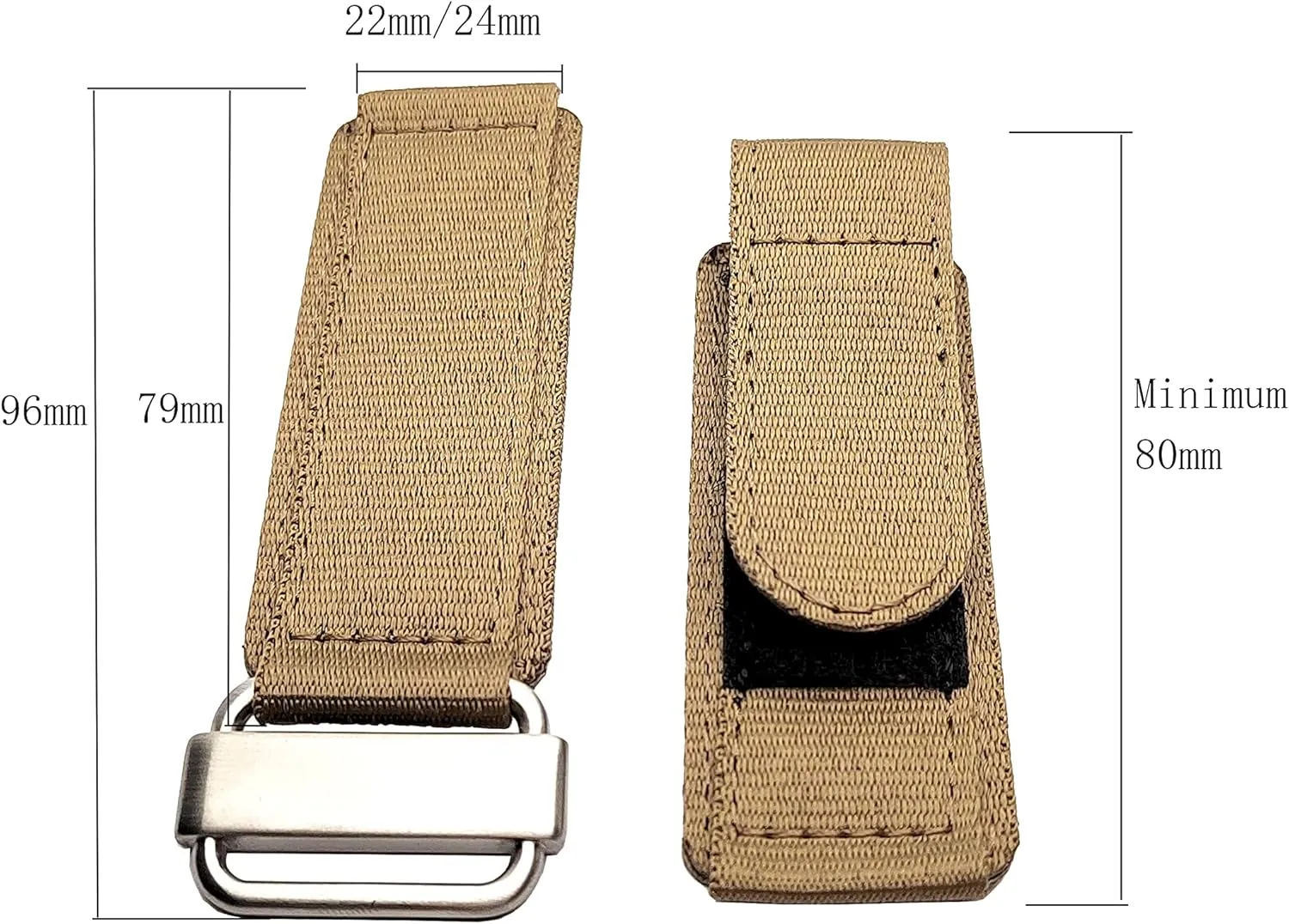 22mm/24mm Hook Loop Military Style band Adjustable-Length Velcro Nylon watch Strap Compatible with Panerai Bell & Ross watch