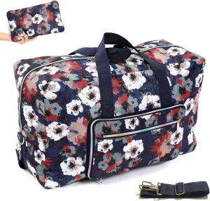 22" Foldable Large Travel Duffel Duffle Bag Sports Gym Tote Bag For Women Overnight Carryon Weekend Bag Shoulder Bag Water Resistant