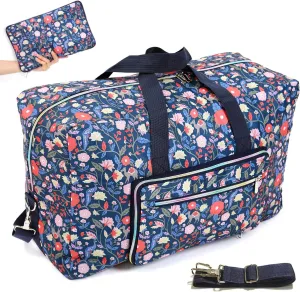 22" Foldable Large Travel Duffel Duffle Bag Sports Gym Tote Bag For Women Overnight Carryon Weekend Bag Shoulder Bag Water Resistant