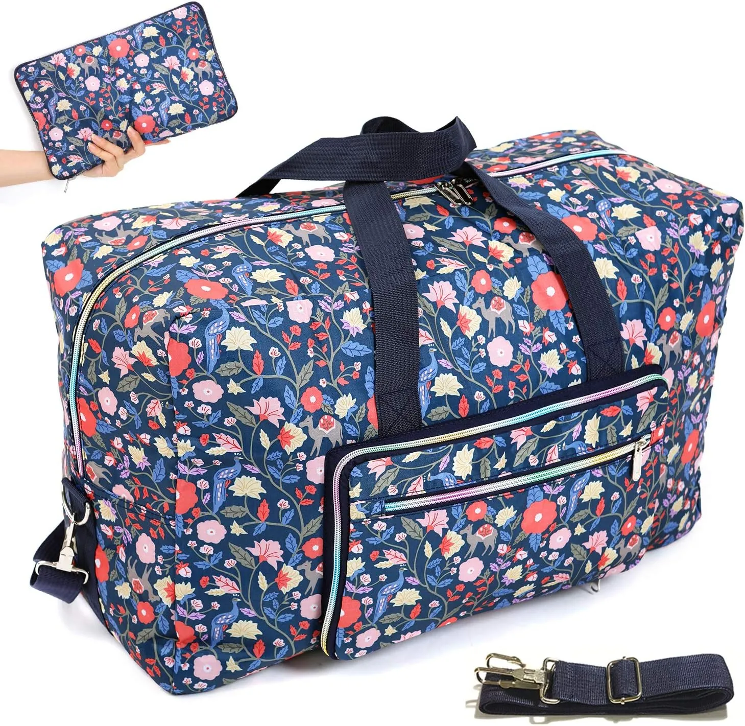 22" Foldable Large Travel Duffel Duffle Bag Sports Gym Tote Bag For Women Overnight Carryon Weekend Bag Shoulder Bag Water Resistant