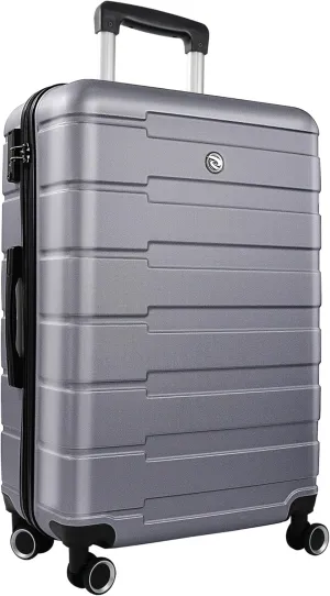 24" Hard Shell Luggage with Spinner Wheels,Lightweight Travel Suitcase for Women,Checked-Medium Luggage 24-Inch,Silver&Grey