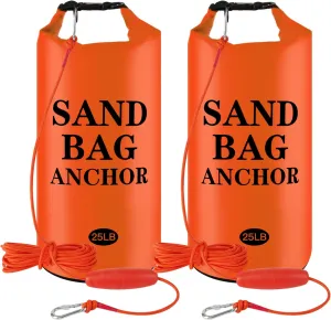 25LB Sand Anchor Bags, Waterproof Dry Bags, 2-in-1 Jet Ski Anchor Bag Kit with Adjustable Buoy for Small Boat Jetski Power Watercrafts Canoes and Kayaks
