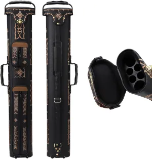2x4 Hard Pool Cue Case 2B4S Billiard Stick Carrying Cue Case Leatherette Embroidery Design