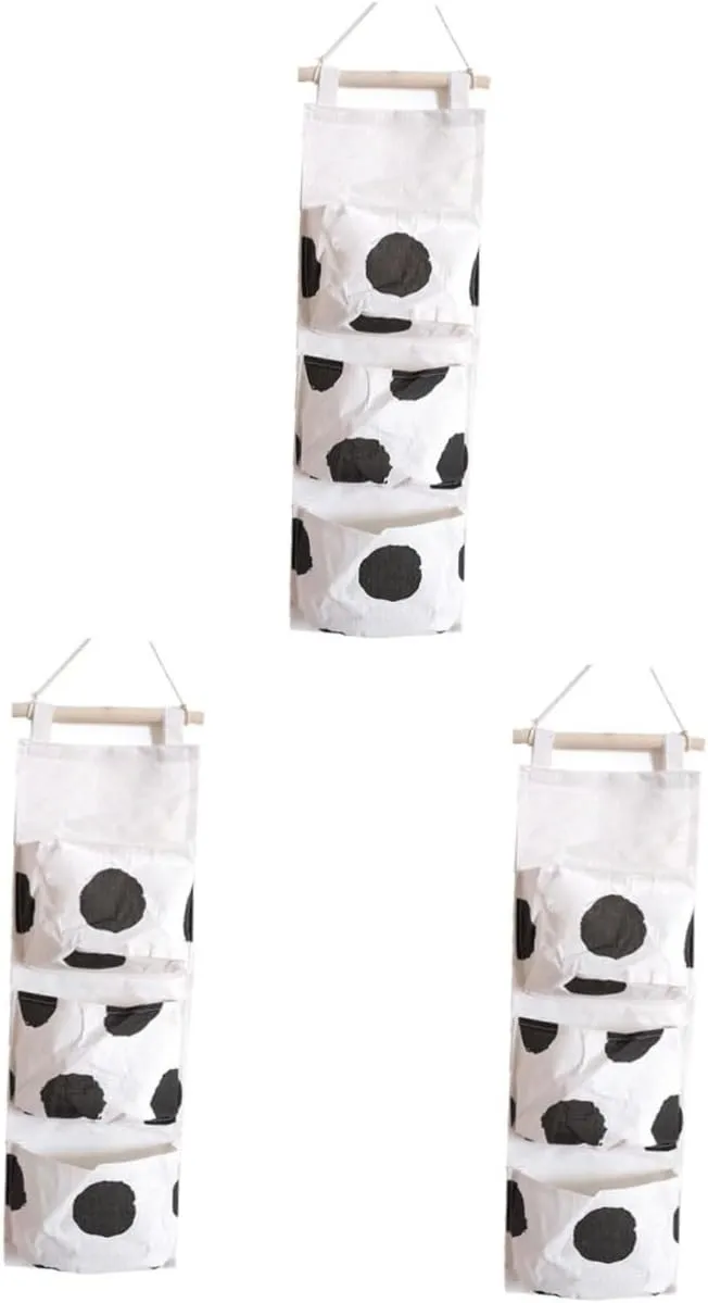 3 Pcs Hanging Toiletry Bag Towel Organizer Bag Wall Hanging Storage Cloth Material Air Permeability Multi-Purpose Pouch for Living Room/Bedroom