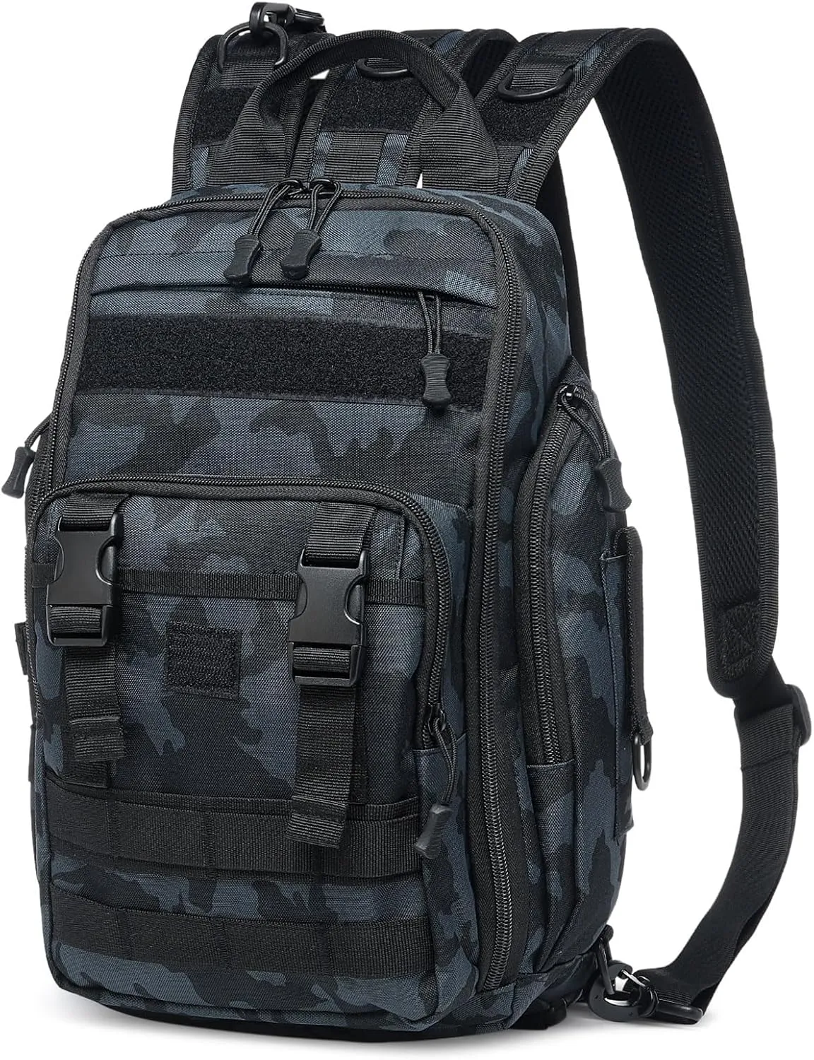 35L Fishing Backpack with Rod Holder, Oxford Convertible Tackle Sling Crossbody Bag with Multi Pocket for Men and Women (Blue)