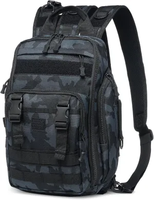 35L Fishing Backpack with Rod Holder, Oxford Convertible Tackle Sling Crossbody Bag with Multi Pocket for Men and Women (Blue)