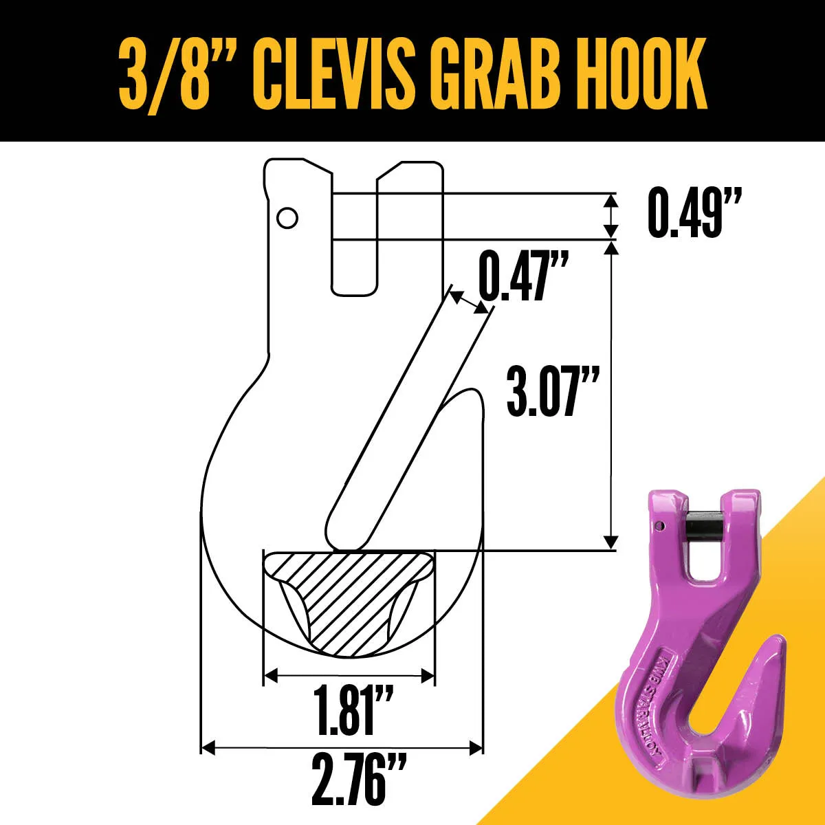 3/8" x 10' - Adjustable 2 Leg Chain Sling w/ Grab Hooks - Grade 100