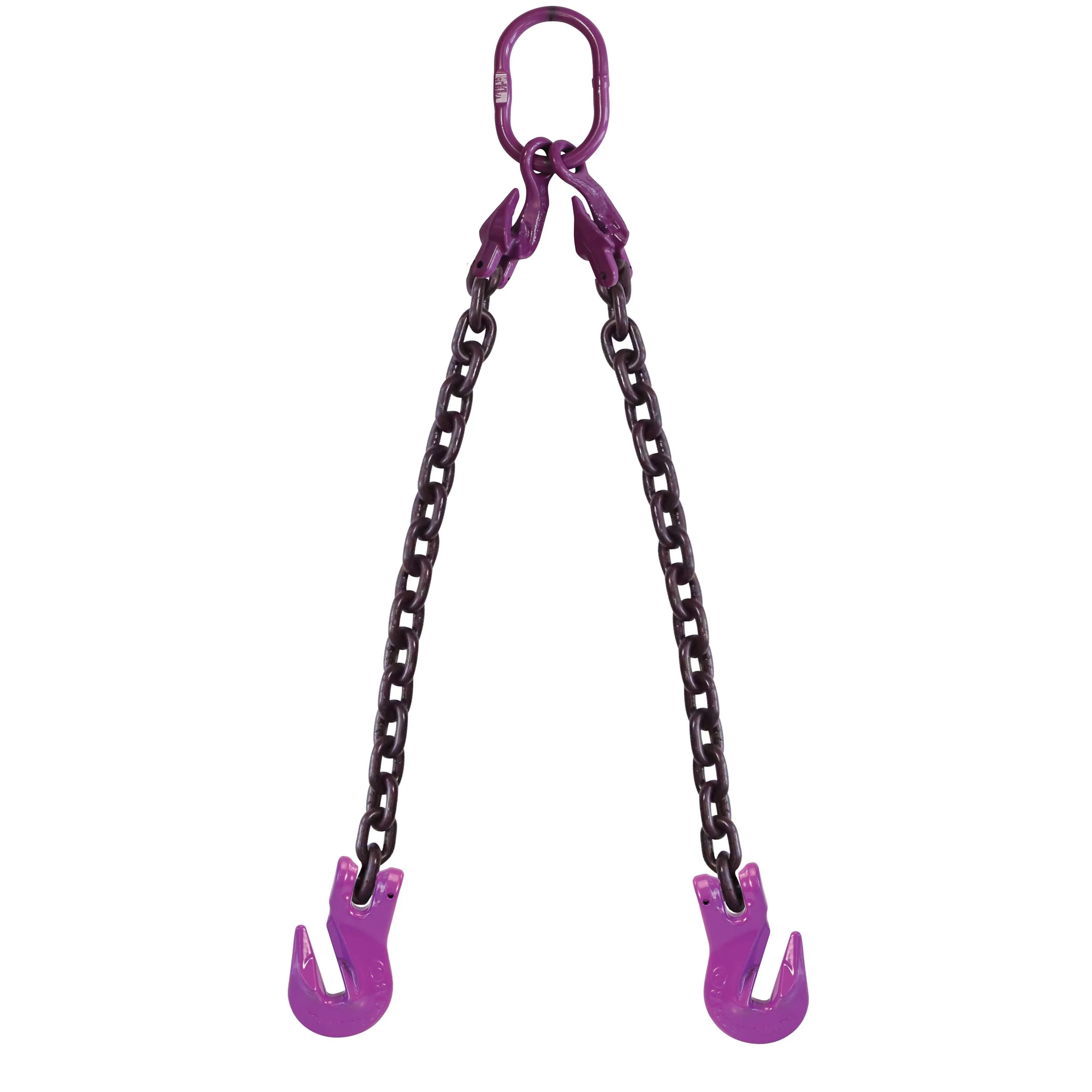 3/8" x 10' - Adjustable 2 Leg Chain Sling w/ Grab Hooks - Grade 100
