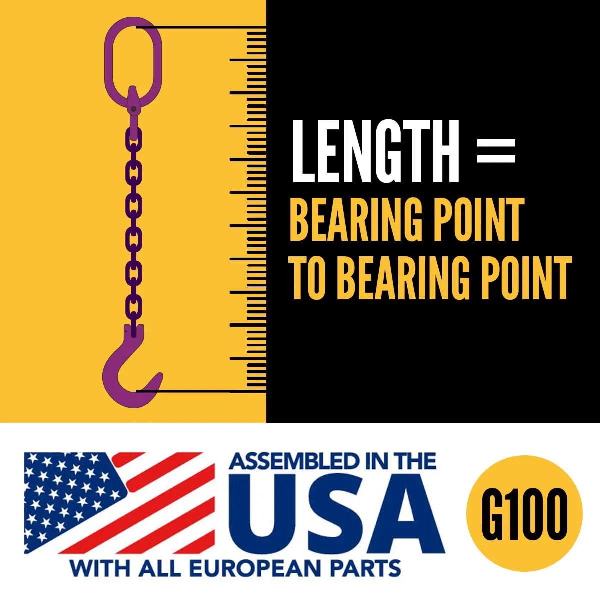 3/8" x 15' - Adjustable Single Leg Chain Sling w/ Foundry Hook - Grade 100