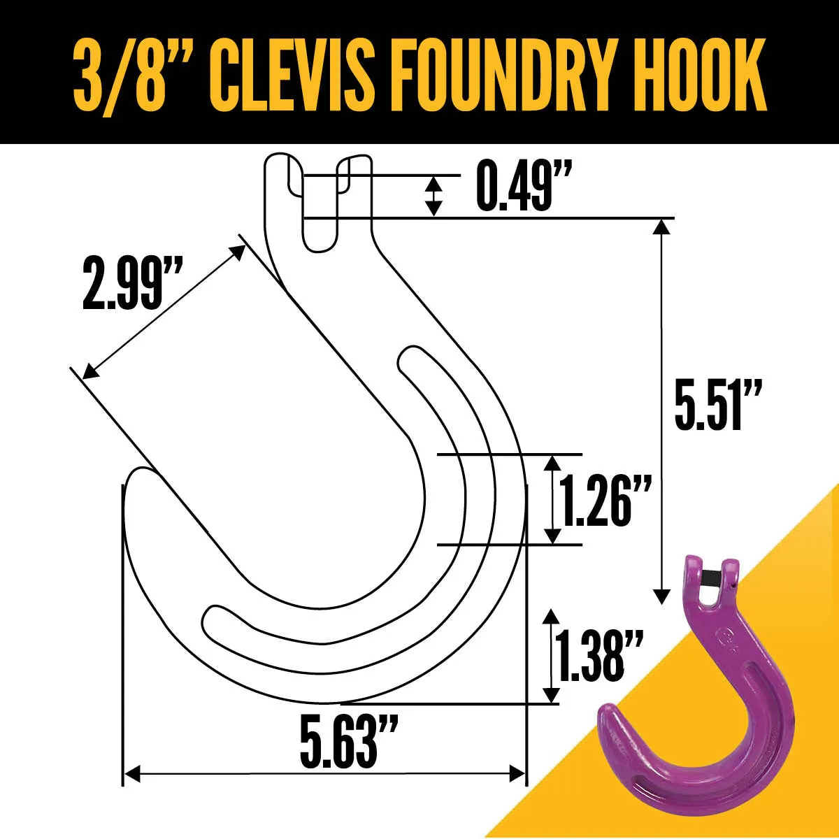 3/8" x 15' - Adjustable Single Leg Chain Sling w/ Foundry Hook - Grade 100