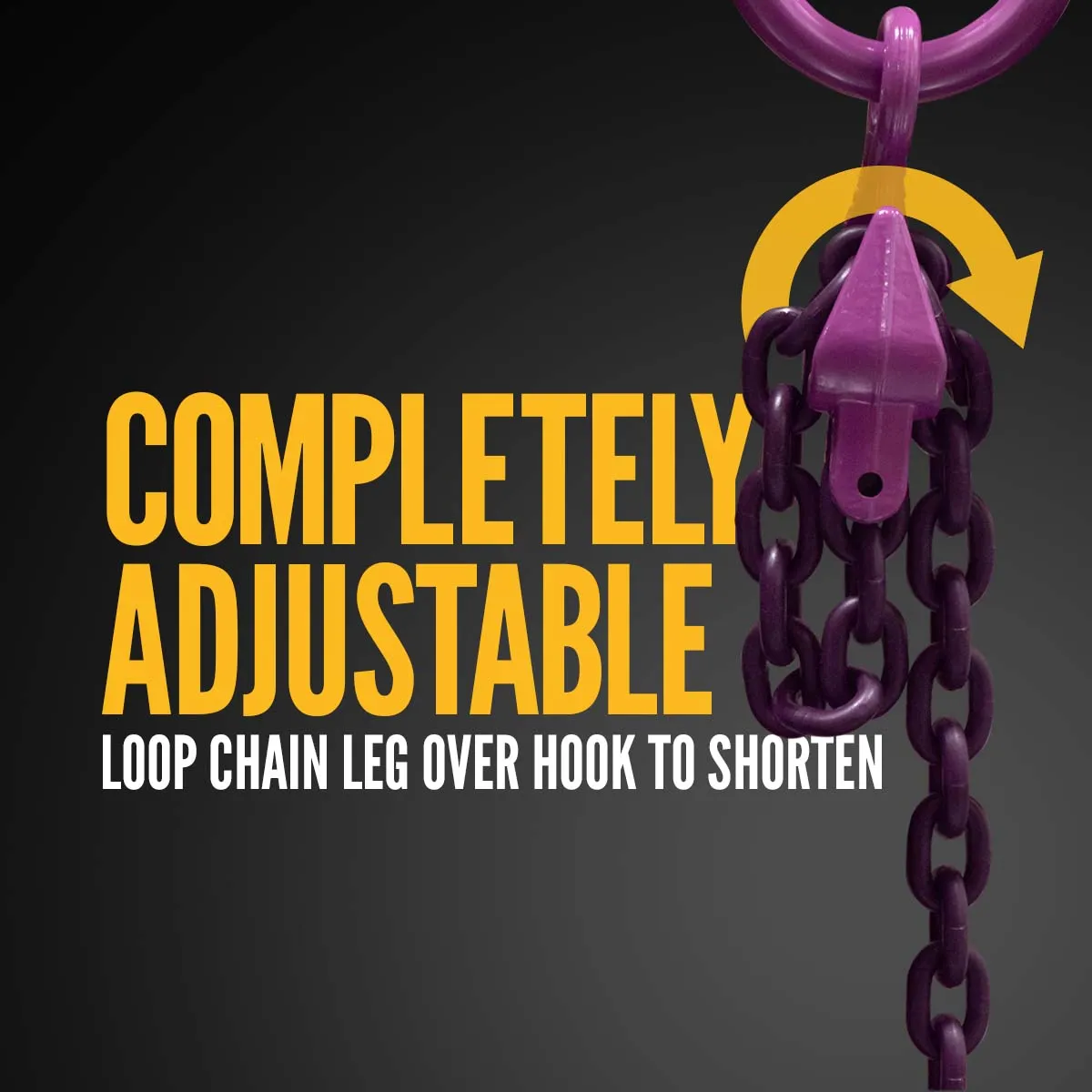 3/8" x 15' - Adjustable Single Leg Chain Sling w/ Foundry Hook - Grade 100