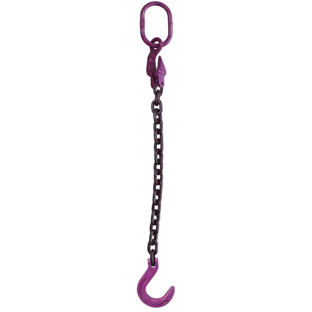 3/8" x 15' - Adjustable Single Leg Chain Sling w/ Foundry Hook - Grade 100