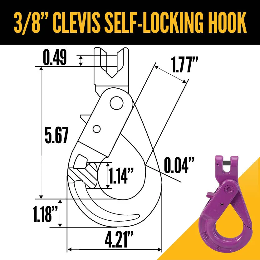 3/8" x 20' - Adjustable 2 Leg Chain Sling w/ Self-Locking Hooks - Grade 100
